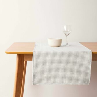 Tafelloper Belum Waffle Cr&egrave;me Natuurlijk 45 x 140 cm 1