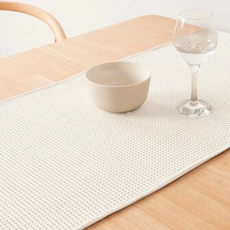 Tafelloper Belum Waffle Cr&egrave;me Natuurlijk 45 x 140 cm 2