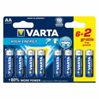 Alkalinebatterij Varta LR6 AA 1,5V High Energy (8 pcs) 1