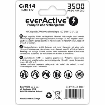 Batterijen EverActive R14/C 1,2 V 2