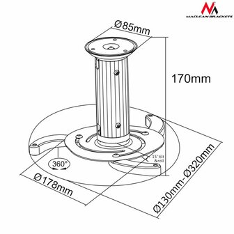 Plafondbeugel voor Projector MacLean MC-515 80 - 170 mm 2
