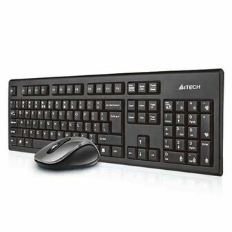 Toetsenbord en muis A4 Tech 7100N Qwerty UK Zwart Monochrome Nee Engels QWERTY Qwerty US 1