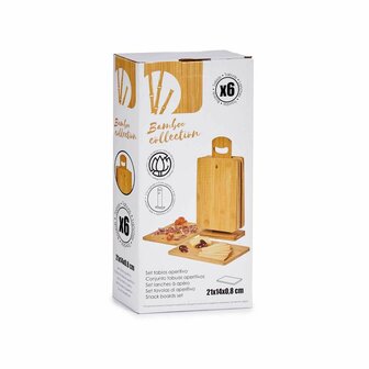 Set Snijplank Met steun Bruin Bamboe (6 Onderdelen) (21 x 14 x 0,8 cm) 2