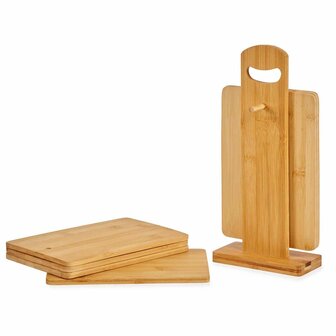 Set Snijplank Met steun Bruin Bamboe (6 Onderdelen) (21 x 14 x 0,8 cm) 3