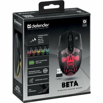 Wireless muis Defender Beta GM-707L Zwart Multicolour 1600 dpi 3