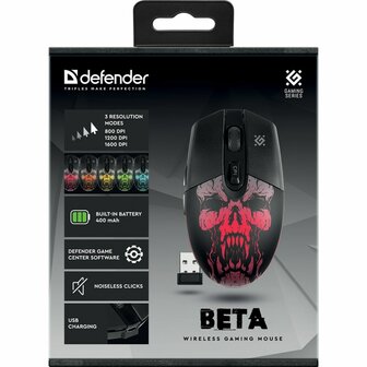 Wireless muis Defender Beta GM-707L Zwart Multicolour 1600 dpi 5