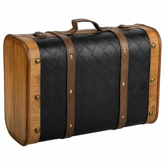 Decoratieve koffer Alexandra House Living Zwart PVC Hout Metaal Stof Vintage 30 x 17 x 43 cm 1