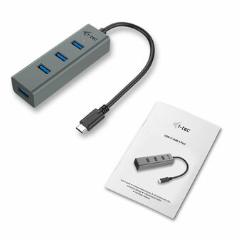 USB-HUB i-Tec C31HUBMETAL403 USB x 4 Grijs Zwart 1
