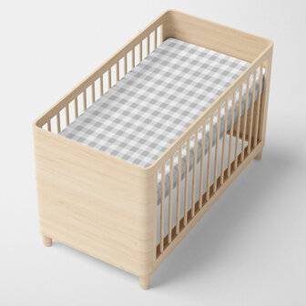Verstelbaar onderlaken HappyFriday Basic Kids Grijs 70 x 140 x 14 cm Vichy 2