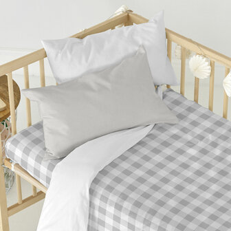 Verstelbaar onderlaken HappyFriday Basic Kids Grijs 70 x 140 x 14 cm Vichy 3