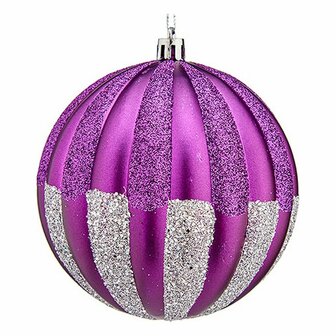 Kerstballen &Oslash; 10 cm 6 Stuks Paars Zilverkleurig PVC 1