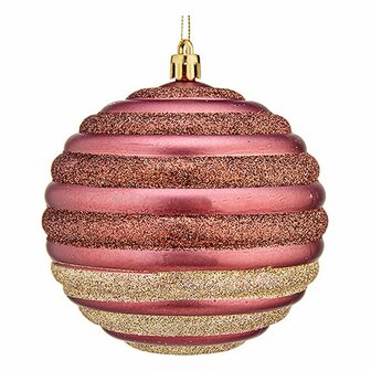 Kerstbal &Oslash; 10 cm 6 Stuks Roze Plastic 1