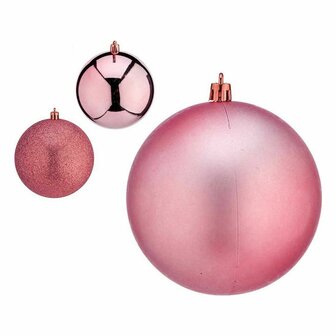 Kerstballen &Oslash; 12 cm 6 Stuks Roze Plastic 1