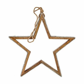 Kerstversiering Ster Purpurine Silhouet 31 x 5,5 x 60 cm Zilverkleurig Hout 1