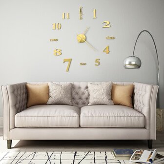 3D-wandklok 100 cm XXL modern goudkleurig 1