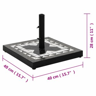 Parasolvoet vierkant 12 kg zwart en wit 7
