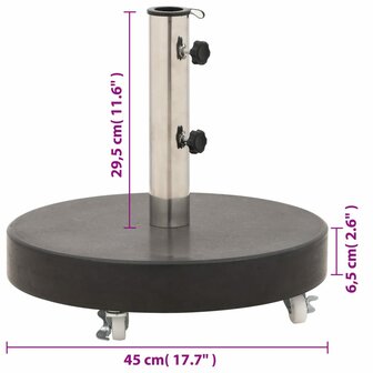 Parasolvoet rond 30 kg graniet zwart 9