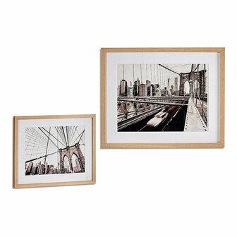 Schilderij Brug Beukenhout 43 x 3 x 53 cm Hout Bruin Glas 1