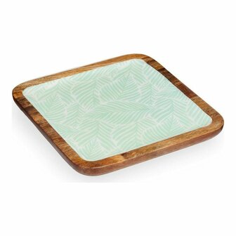 Tafeldecoratie Wit Bruin Groen Blad van een plant 25 x 25 cm 1