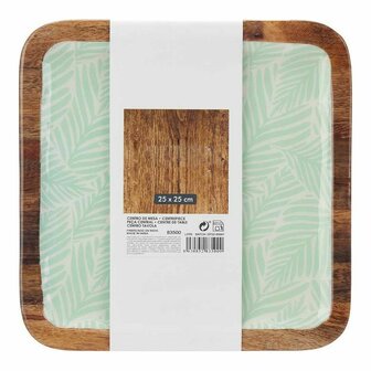 Tafeldecoratie Wit Bruin Groen Blad van een plant 25 x 25 cm 2