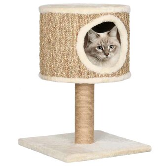 Kattenmeubel met huis en krabpaal 52 cm zeegras 1