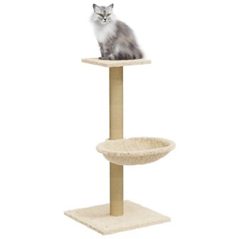 Kattenmeubel met sisal krabpaal 74 cm cr&egrave;mekleurig 3