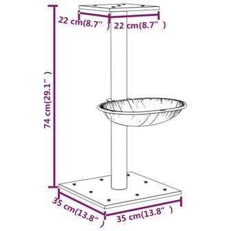 Kattenmeubel met sisal krabpaal 74 cm cr&egrave;mekleurig 9