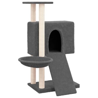 Kattenmeubel met sisal krabpalen 96 cm donkergrijs 2