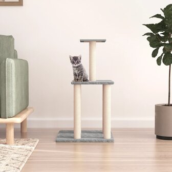 Kattenmeubel met sisal krabpalen 85,5 cm lichtgrijs 1
