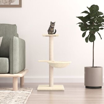 Kattenmeubel met sisal krabpalen 72 cm cr&egrave;mekleurig 1