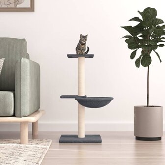 Kattenmeubel met sisal krabpalen 72 cm donkergrijs 1