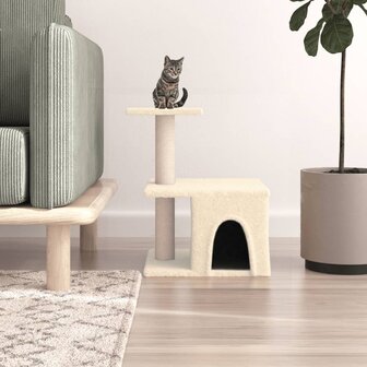 Kattenmeubel met sisal krabpalen 48 cm cr&egrave;mekleurig 1