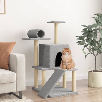 Kattenmeubel met sisal krabpalen 110,5 cm lichtgrijs  1