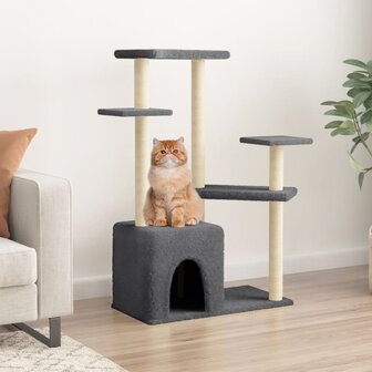 Kattenmeubel met sisal krabpalen 107,5 cm donkergrijs 1