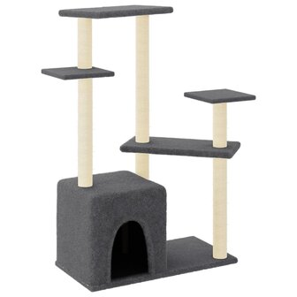 Kattenmeubel met sisal krabpalen 107,5 cm donkergrijs 2