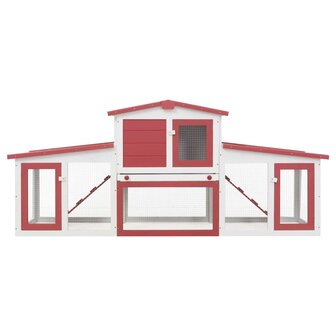 Konijnenhok voor buiten groot 204x45x85 cm hout rood en wit 3