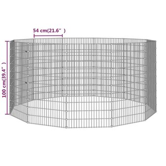 Dierenverblijf 12 panelen 54x100 cm gegalvaniseerd ijzer 8