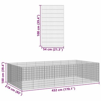 Dierenverblijf 24 panelen 54x100 cm gegalvaniseerd ijzer 8