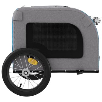 Hondenfietstrailer oxford stof en ijzer blauw en grijs 7