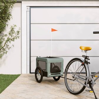 Hondenfietstrailer oxfordstof en ijzer grijs en zwart 1