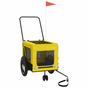Hondenfietstrailer oxford stof en ijzer geel en zwart 4