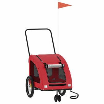 Hondenfietstrailer oxford stof en ijzer rood 2