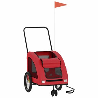 Hondenfietstrailer oxford stof en ijzer rood 3