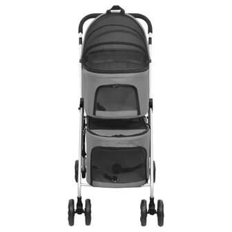 Hondenwagen 2-laags inklapbaar 83x48x97 cm oxford stof grijs 3