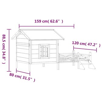 Hondenhok 159x120x88,5 cm massief grenenhout grijs 8