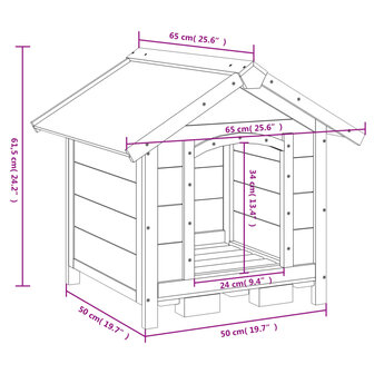 Hondenhok 65x65x61,5 cm massief grenenhout mokkakleurig 8