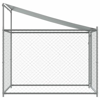 Hondenhok met dak en deur 2x2x2 m gegalvaniseerd staal grijs 5