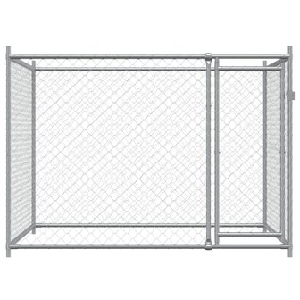 Hondenhok met deur 2x2x1,5 m gegalvaniseerd staal grijs 4