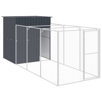 Hondenhok met ren 165x455x181 cm gegalvaniseerd staal antraciet 2