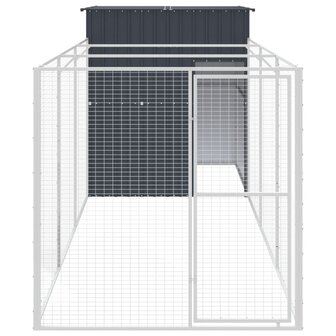 Hondenhok met ren 165x455x181 cm gegalvaniseerd staal antraciet 3